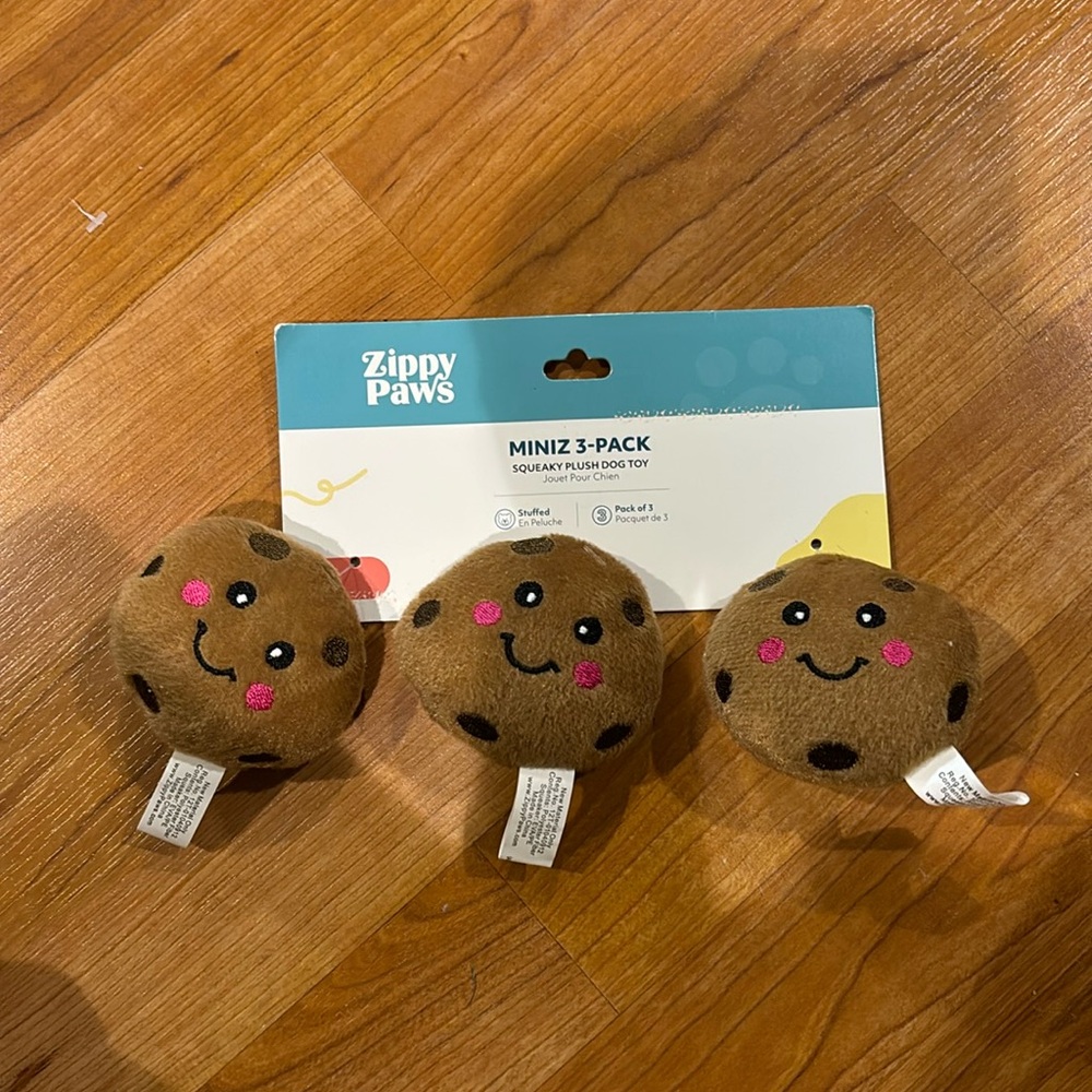 Zippy Paws Miniz cookies 3 Pack Squeaky  Dog Toy.